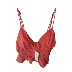 Sim & Sam Salmon Spaghetti Strap Crop Top, NWT, XL